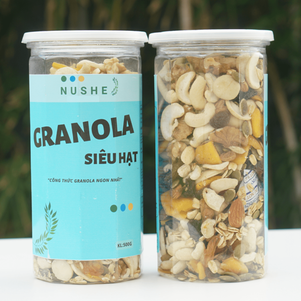 Granola siêu hạt Nushe Food, 10 Yến Mạch, Ngũ cốc vip, Hộp 500g, Eat